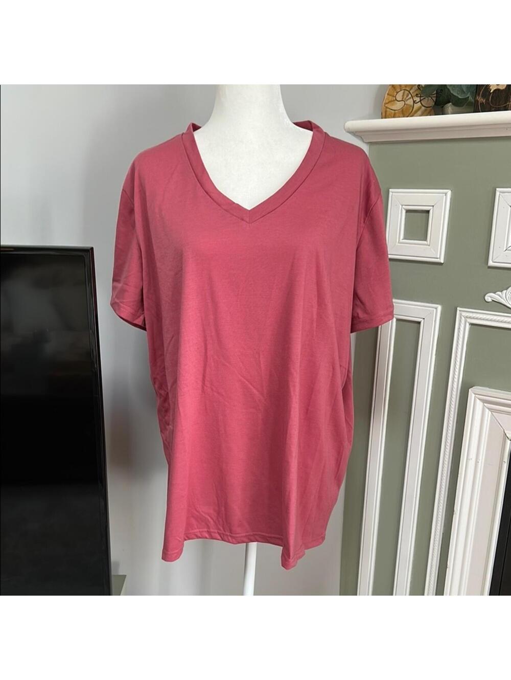 V-Neck Pink T-Shirt